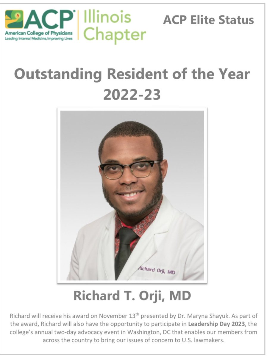I've embraced many opportunities and learned a lot. I’m humbled to receive the ACP outstanding resident award. I dedicate it to my family and amazing mentors - <a href="/avolgman/">AnnabelleVolgman MD</a> <a href="/DrJMarine/">Joseph Marine</a> <a href="/DrTochiOkwuosa/">Tochi Okwuosa #GlobalEquityinHealth #CardioOnc</a> <a href="/DrQuinnCapers4/">Quinn Capers, IV</a> <a href="/MelvinEchols9/">Melvin R. Echols, MD, MSCR, FACC, FHFSA, FASPC</a> <a href="/HeartOTXHeartMD/">John P Erwin III MD MBA MACC (#BigPoppy )</a> <a href="/HFnursemaghee/">Maghee Disch RN, MSN, CHFN, FHFSA, AACC</a> Grateful heart!  ❤️