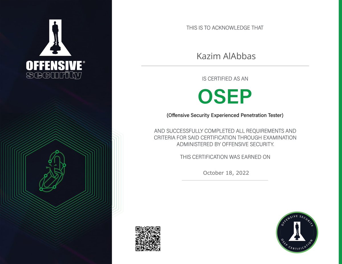 kazem721's tweet photo. 48 hours of hacking 
24 hours making a report 
To nail this Certificate @offsectraining 
#osep #oscp https://t.co/QWKZMczWRq