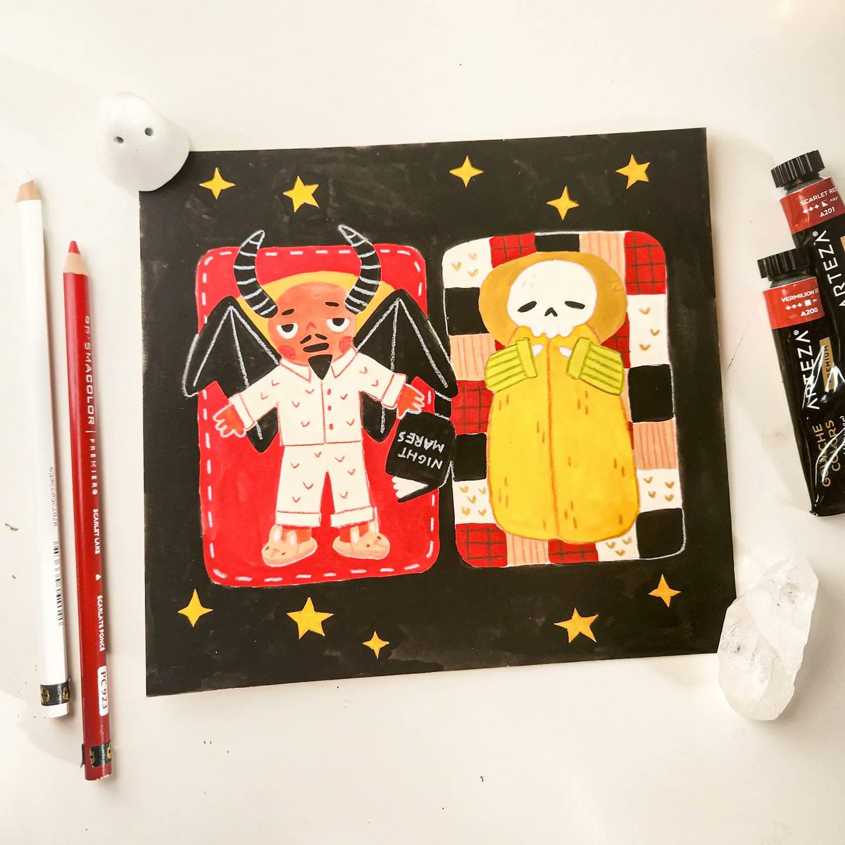 barbthemonstera's tweet photo. Satan's Sleepover ๐ #preeroo inktober day 22 https://t.co/1halMJx6Jy