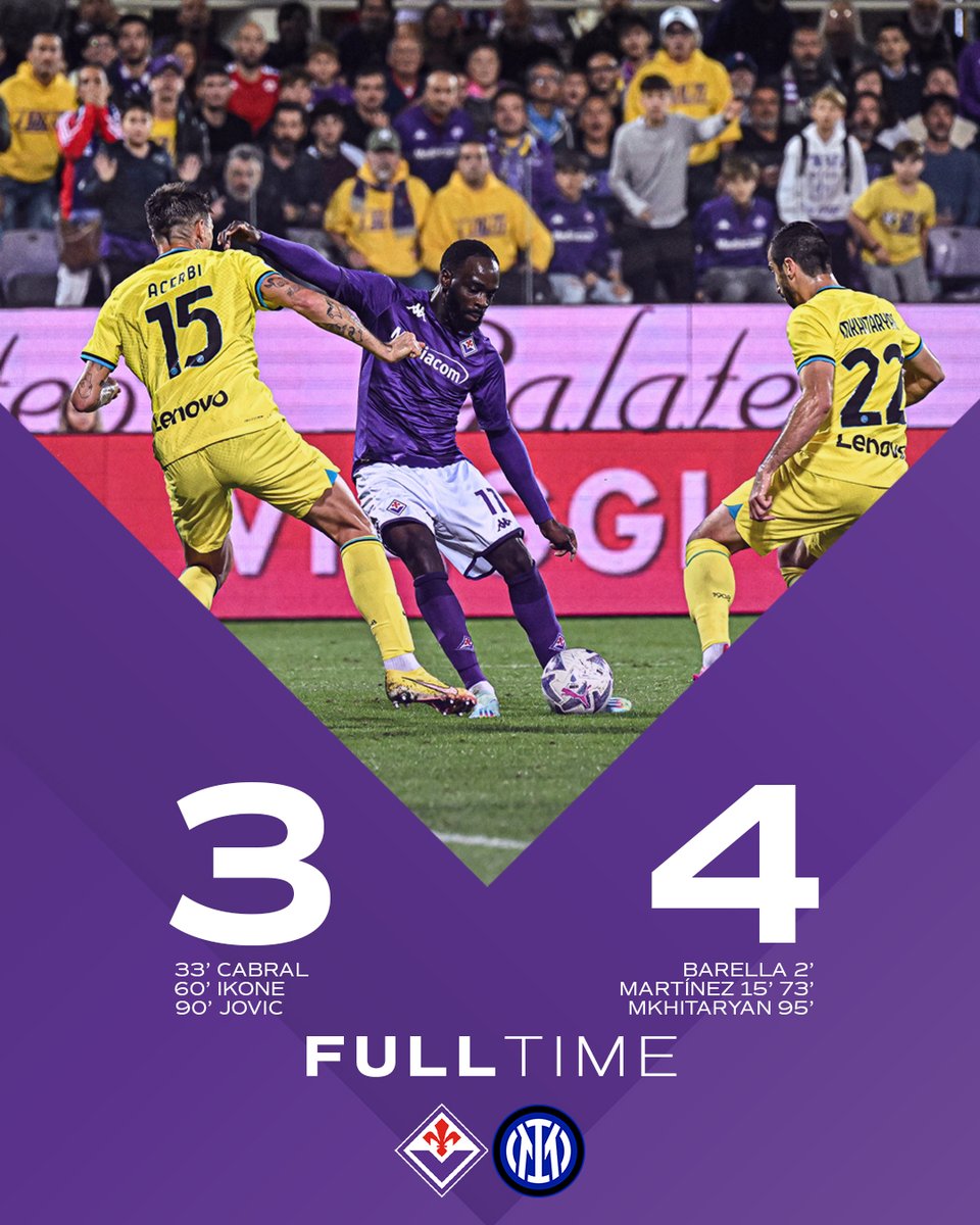 acffiorentina's tweet photo. Finisce così.

#FiorentinaInter 3 - 4 | 90' + 7' https://t.co/rr9cQy6lpJ