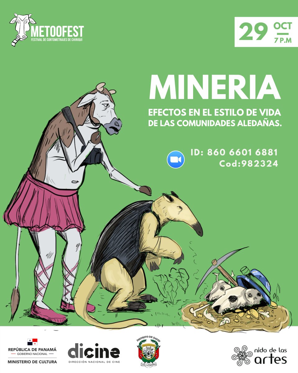 Nos vemos este sábado 29 de octubre a las 7:00PM por Zoom en el Cineforo "Minería: Efectos en el estilo de vida de las comunidades aledañas"🐄🎥Accede a través del siguiente enlace: bit.ly/3Erk9tN🌟