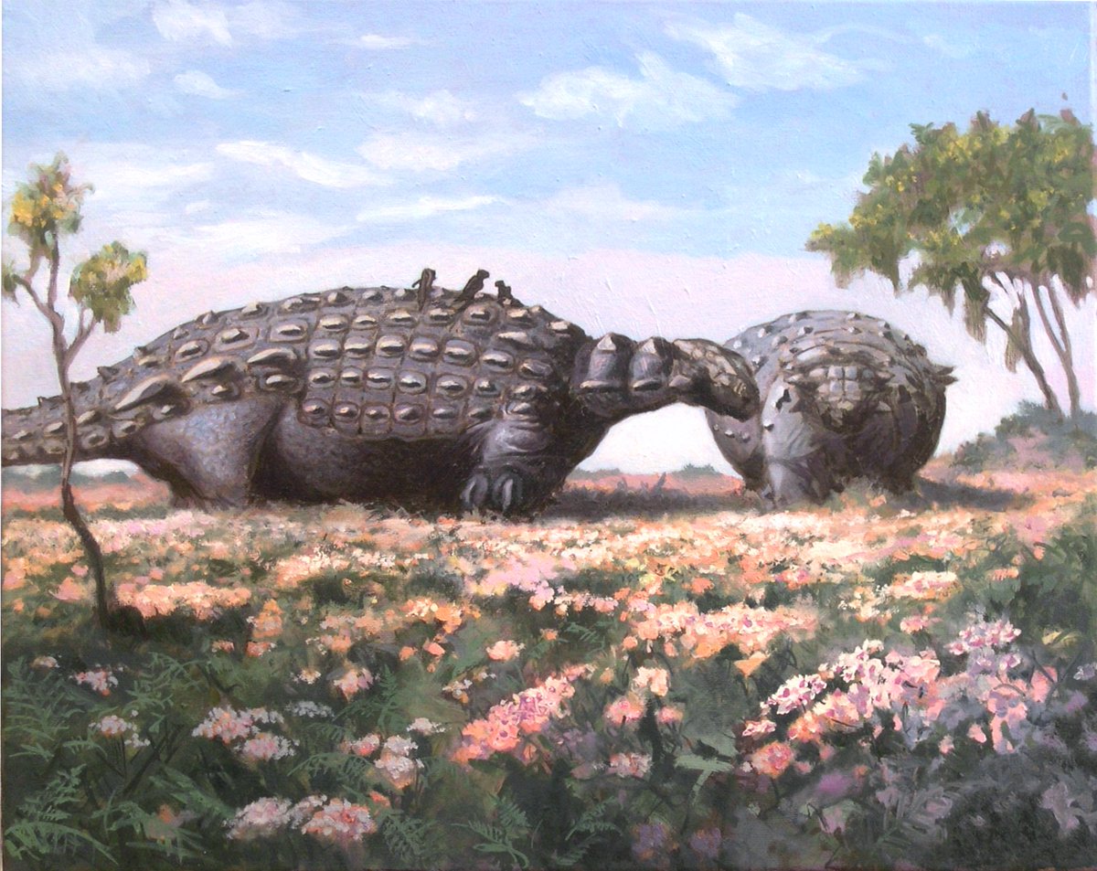EmilianoTroco's tweet photo. Pinacosaurus and flowers https://t.co/NI8wHBznel