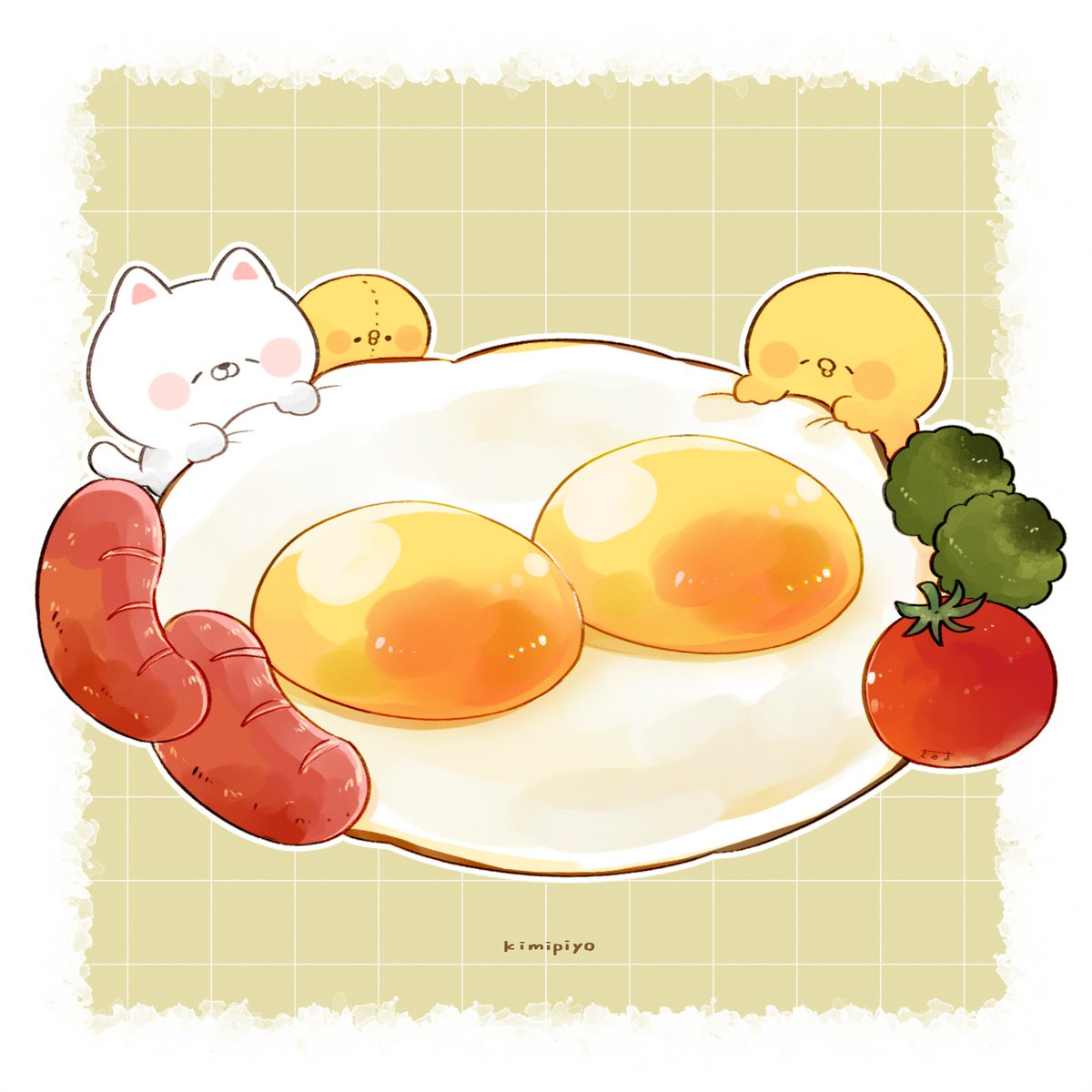 food oversized food egg (food) no humans cat tomato multiple others  illustration images