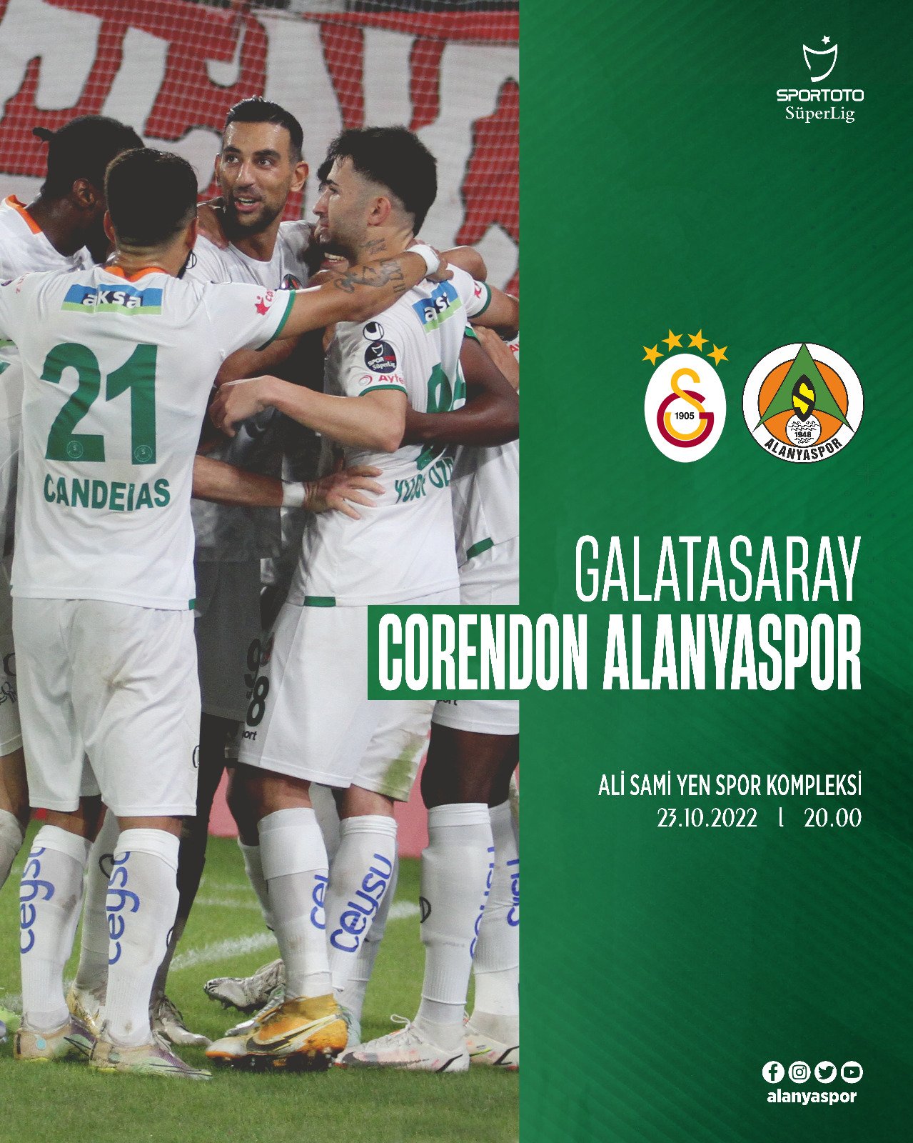 alanyaspor'un galatasaray maç paylaşımı