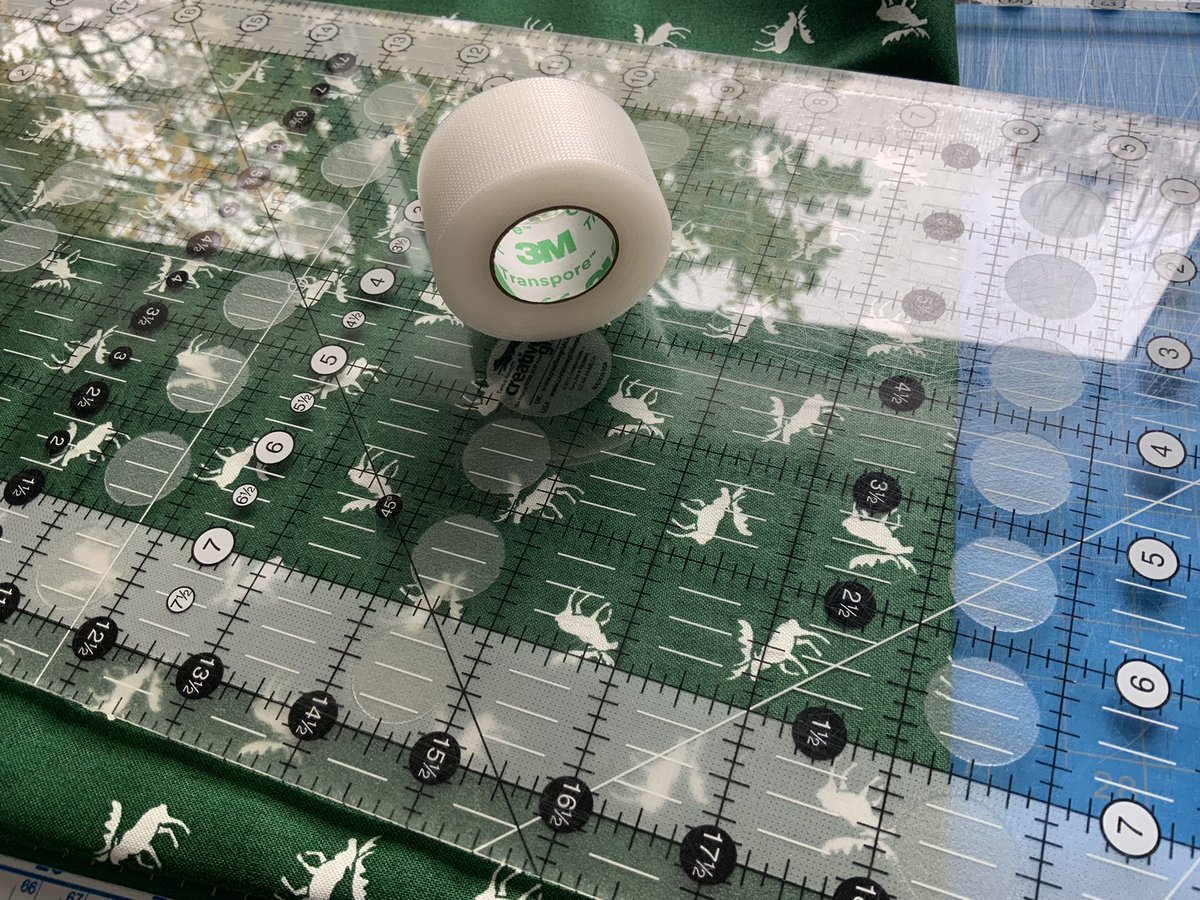 NicoleCowie3's tweet photo. I recently had to replenish one of my fav non-quilting quilting tools so I thought I’d share. I use 1” medical tape on my rulers to make them non-slip. It’s much cheaper than the True Grip circles, is much easier to reposition, a roll has more quantity and works much better. https://t.co/FG16UWNhQQ