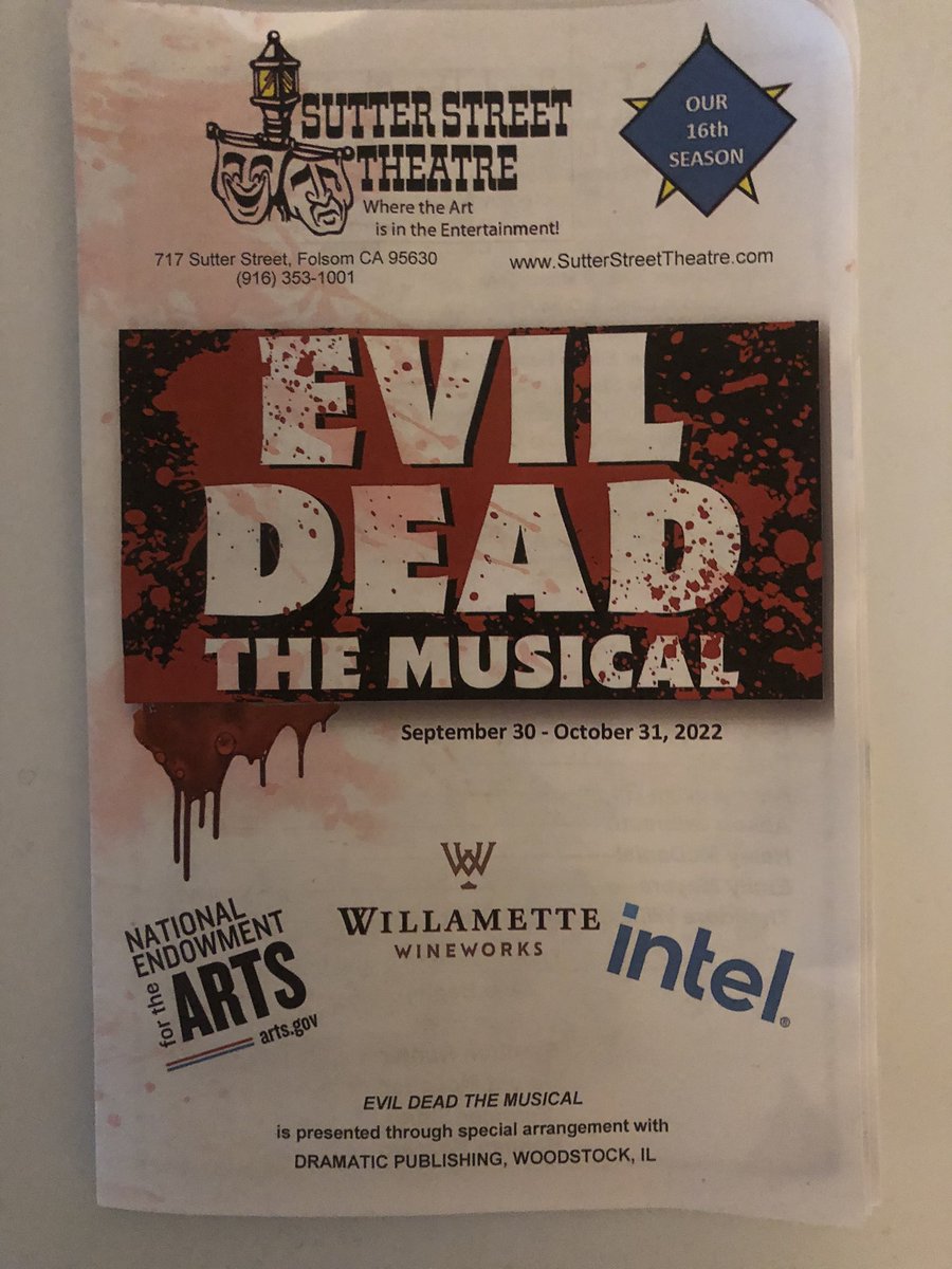 DavidMPowell5's tweet photo. @GroovyBruce Hi Bruce! Went to Evil Dead: The Musical at Sutter Street Theatre, Folsom, CA. Was brilliant and nostalgic! https://t.co/85vWGY6qqh