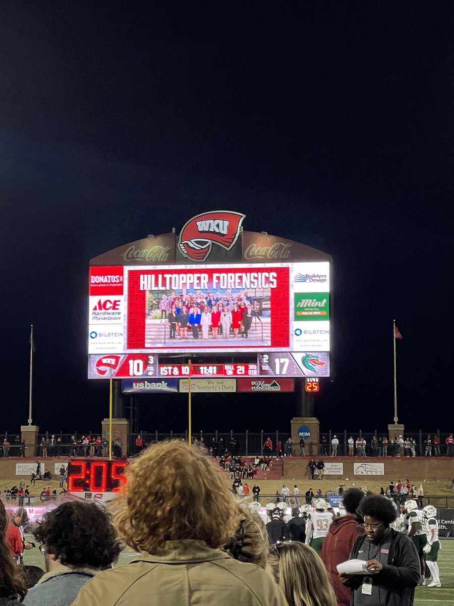 On the field at WKU v UAB!  Honored to be recognized in front of the Bowling Green community.