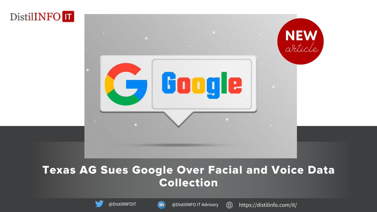 DistilINFOIT's tweet photo. Texas AG Sues @Google Over Facial and Voice #Data Collection

👉https://t.co/hJbAAOfcJv https://t.co/jGpn7WCgi1