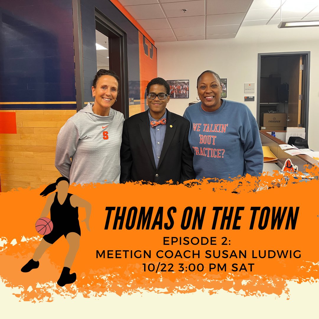 Looking for something after the game today? Thomas on the town will be the perfect choice! Thomas is interviewing Syracuse women’s basketball assistant coach Susan Ludwig this week. Tune in to watch the thrilling conversation at Orange Television Network.#SU #WomenBasketball
