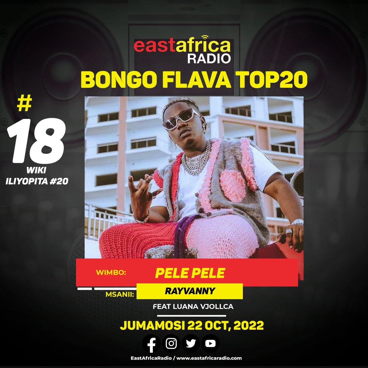 earadiofm's tweet photo. Nafasi ya 20 mpaka 16 kwenye #BongoFlevaTop20 ya @eastafricatv na #EastAfricaRadio iliyoruka Small Planet Tabata mashavu ya #CocaCola

20. @mapanch_bomaboi My Love

19. #WatuFresh Sipotei

18. @Rayvanny Pele Pele

17. Marioo Sina Baya

16. @officialzuchu Kwikwi

#BongoFlevaTop20 https://t.co/Gb47GOVBDW