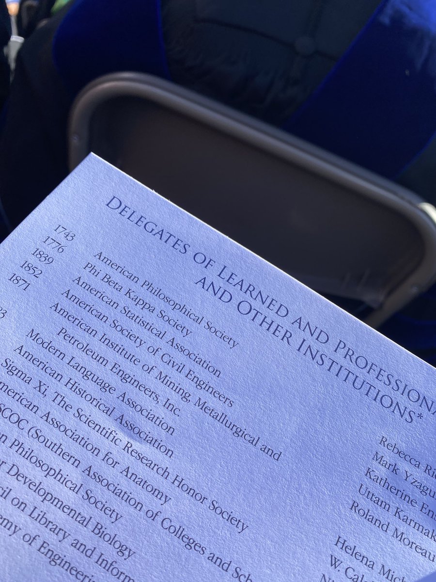 Excited to represent ASA ⁦<a href="/AmstatNews/">ASA</a>⁩ at the historical investiture of Reginald DesRoches as the 8th Pres of ⁦<a href="/RiceUniversity/">Rice University</a>⁩ ⁩. Catch the listing of ASA amongst the learned and professional societies - 3rd from the top! ⁦<a href="/ensorkb/">Kathy Ensor</a>⁩