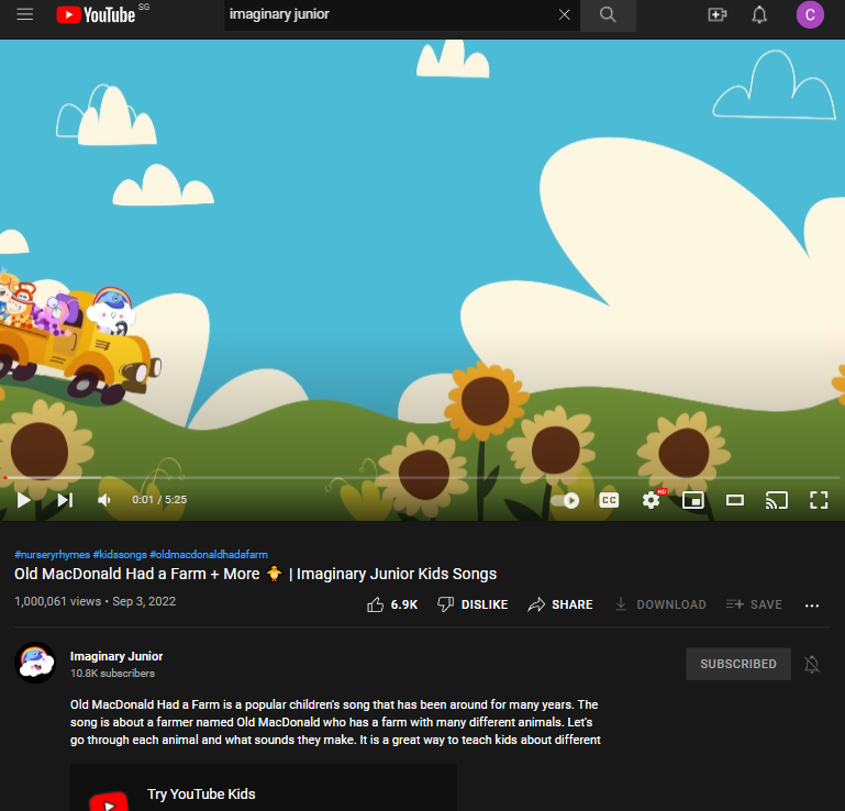 cmttat's tweet photo. wow imaginary junior's Old Macdonald video has official cross the 1m views mark!

Just want to say i'm exceptionally proud of the team! Thanks to @heygentlewhale @NineFootTable  @WarpSpeedJohn for leading this part of the business and bringing it to newer heights! https://t.co/fOh6Tmb5dA