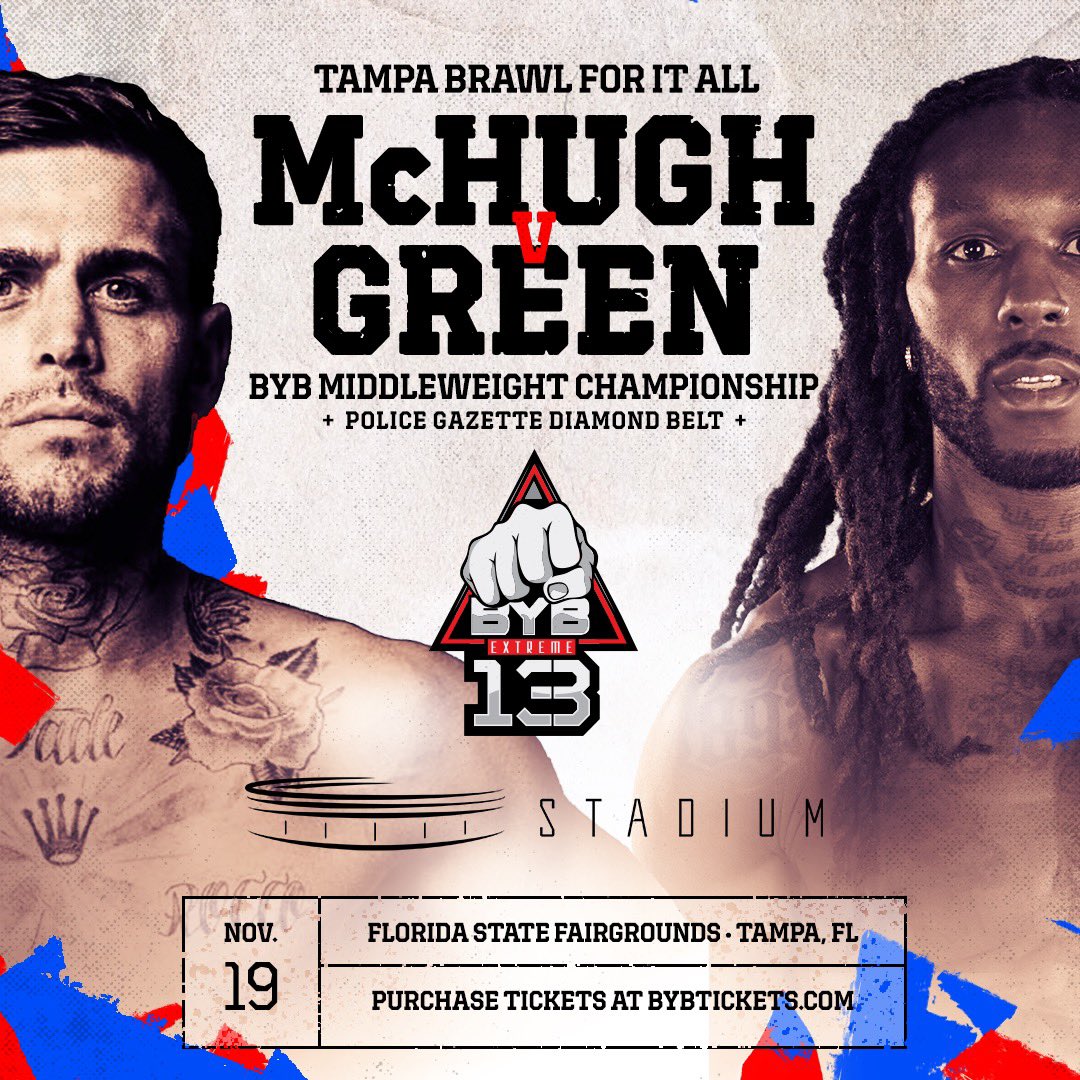 bkbbareknuckle's tweet photo. The Inaugural BYB Middleweight Championship is 4 WEEKS AWAY 😤

🇬🇧 McHugh vs. Green 🇺🇸

[ Live Free Broadcast available on @watchstadium | Tickets on Sale Now at https://t.co/b77dLwHPPr ] https://t.co/drqgBHnKvw