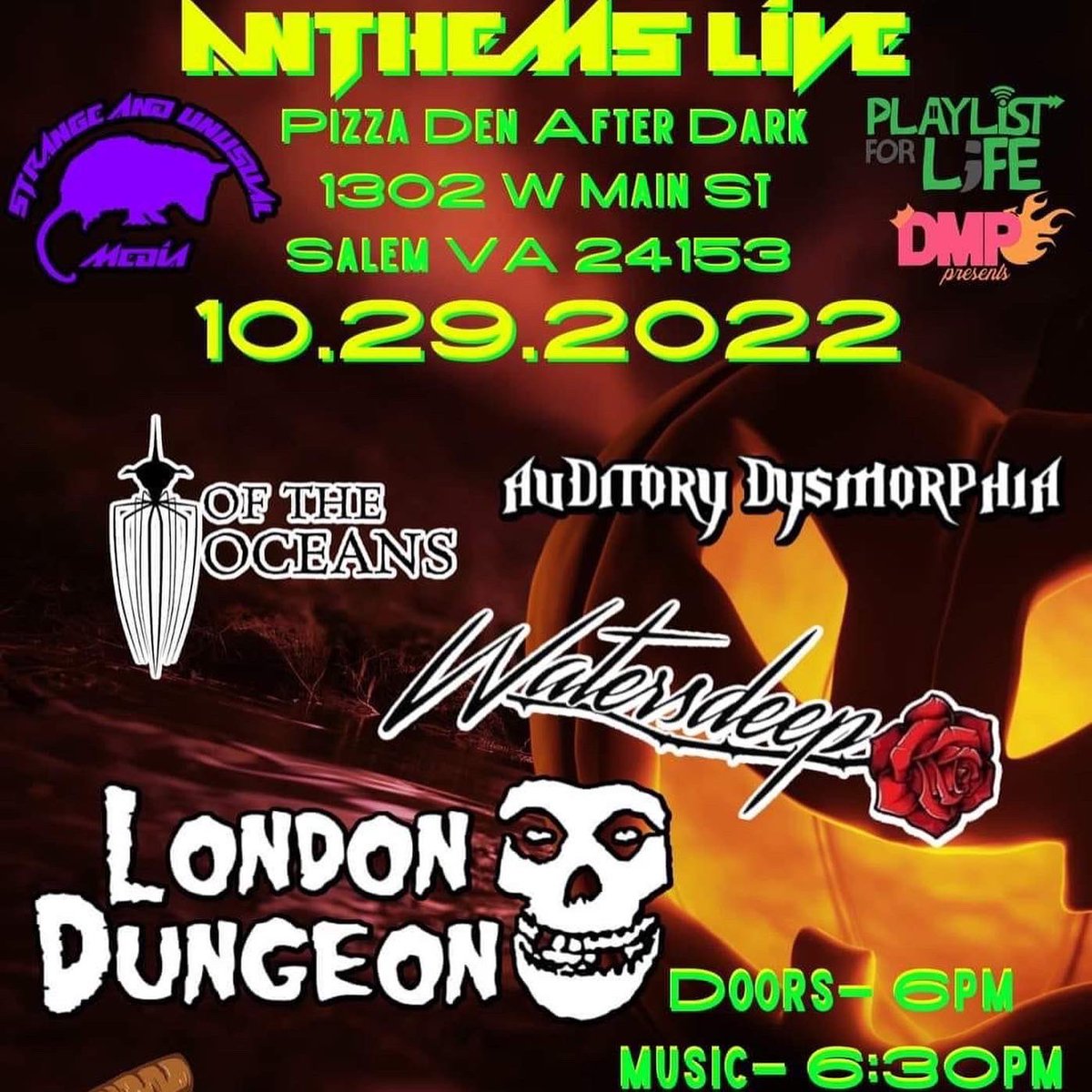 Last two shows of the year!! After these shows, we’re taking a break to work on some new music.  
Come get spoopy with us Halloween weekend 👻 

10/28 - Baltimore, MD @ Zen West
10/29 - Salem, VA @ Pizza Den After Dark