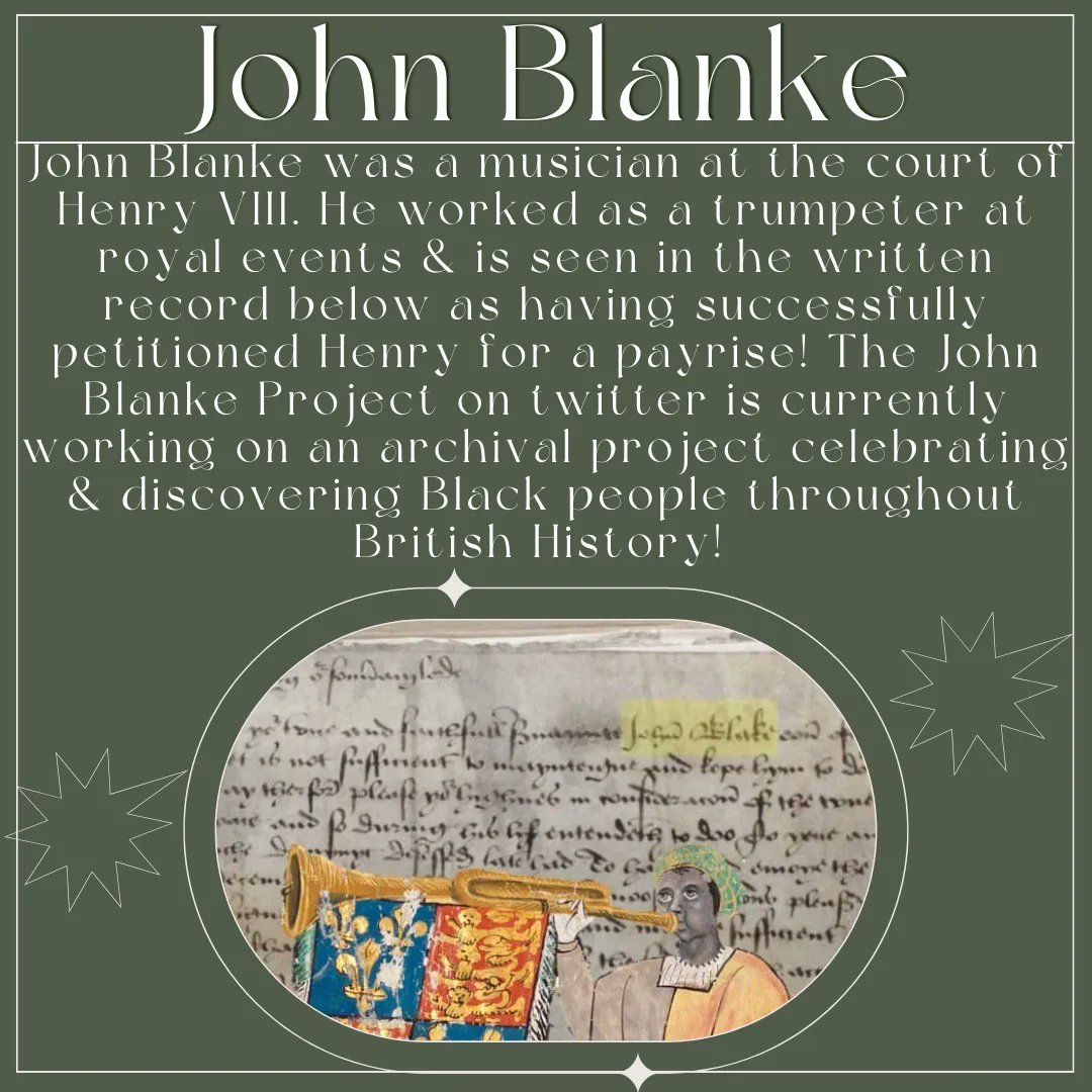Today's highlight: @WhoIsJohnBlanke - the contemporary art & archive project bringing Black Tudors into the spotlight! #BlackHistoryMonth #TudorHistory #UoWHistorySociety #JohnBlanke