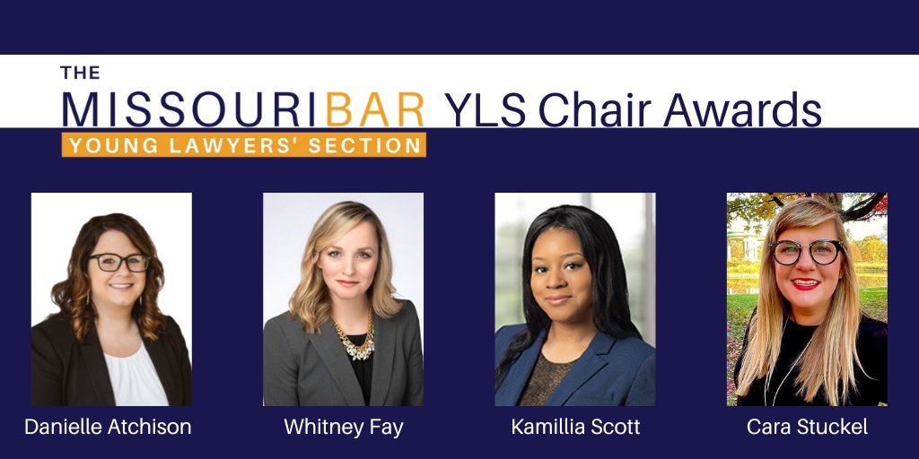 Outgoing YLS Chair Chris Dandurand recognized 4 deserving lawyers recently. Danielle Atchison, Whitney Fay, Kamillia Scott, and Cara Stuckel have all received YLS Chair Awards. Learn more here --> news.mobar.org/outgoing-yls-c…
