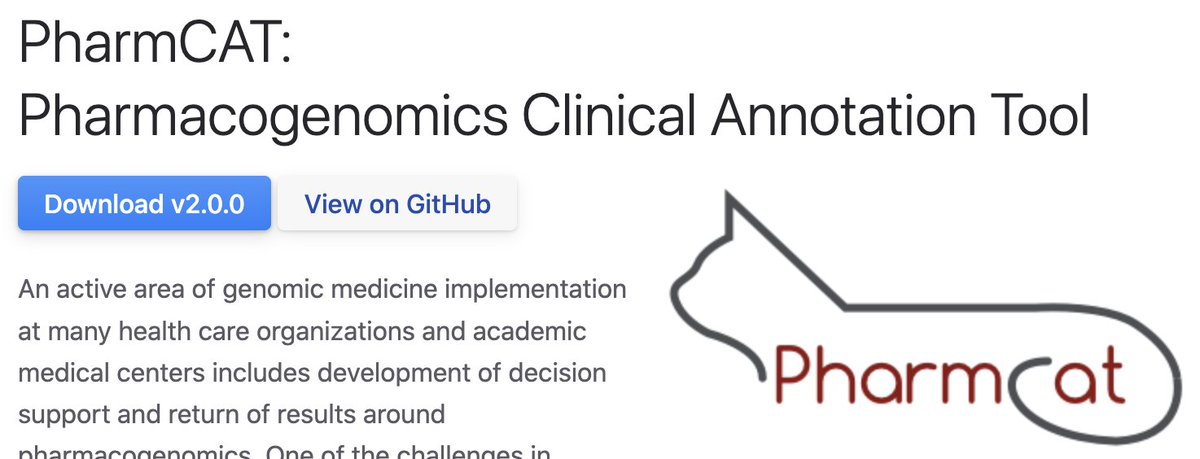 pharmgkb's tweet photo. PharmCAT v2.0 is out! Lots of updates including the addition of new CPIC guidelines and guidance from the Dutch Pharmacogenomics Working Group (DPWG). https://t.co/vzlPqWefwd Read the blogpost describing updates at https://t.co/yo6oW3lgIP #pharmcat #pharmacogenomics https://t.co/mJRARoWzIe