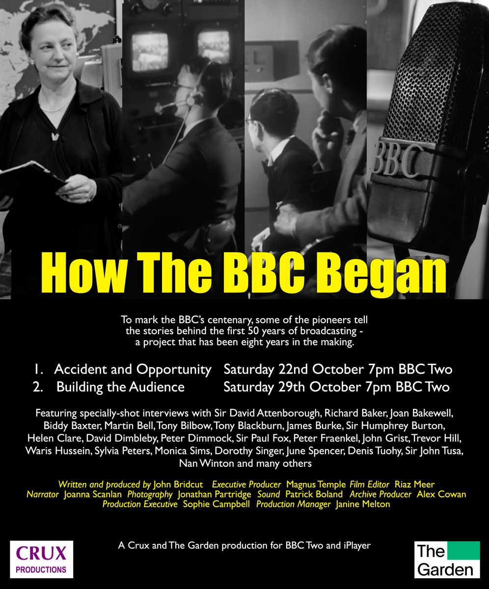 The first of the films that I made with the 'masterful' @JohnBridcut celebrating the BBC's centenary is on @BBCTwo this evening at 7pm #BetterThanStrictly