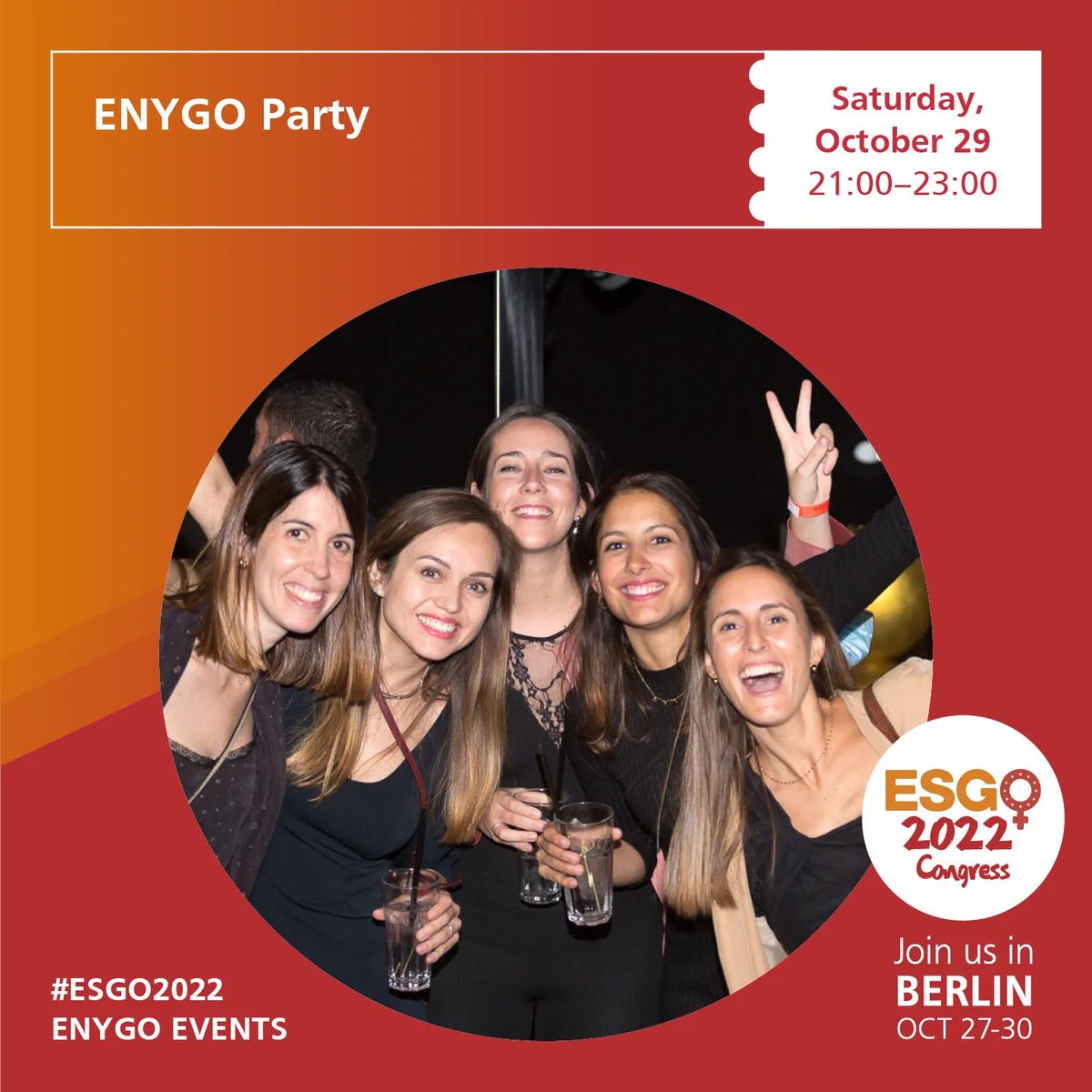 🌐ENYGO networking events during #ESGO2022 in Berlin 🇩🇪 Join us for the party 🥳 💃🕺 👋 🗓️Saturday Oct 29 9-11 pm For more information 🔗 buff.ly/3Lvejrj @ESGO_society @EngageEsgo @IJGConline @IJGCfellows @OncoAlert