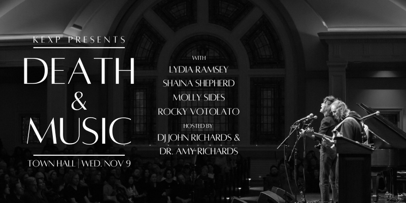 On Nov 9, our community is coming together for Death & Music, hosted by @djjohnrichards and Dr. Amy Richards at Town Hall. Announcing our artists: Lydia Ramsey, @ShainaShepherd, @rockyvotolato, and Molly Sides. Purchase tickets for this evening event now: bit.ly/3DZpSGU