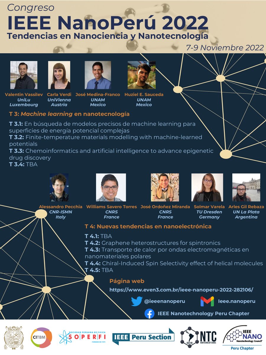 ieeenanoperu's tweet image. Estos son los temas de investigación confirmados que nuestros conferencistas invitados compartirán con nosotros en el congreso IEEE NanoPerú 2022. 
No se olviden registrarse y mandar el resumen de su trabajo. Las fechas límites se están acercando.
even3.com.br/ieee-nanoperu-…
