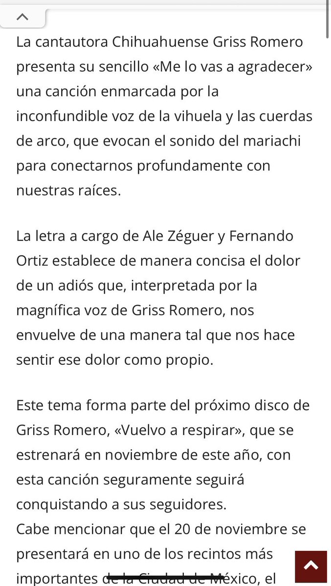 TeamMtyGR's tweet photo. Que bonita nota de la @chicuela sobre el lanzamiento del nuevo sencillo de @GrissRom ojala que pronto la inviten a  entrevista y @_CorazonGrupero 🙏❤️🫶🏼 https://t.co/NwJsrNqAvd