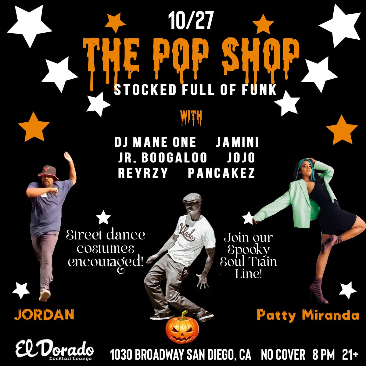 Next week! The only night for poppers, funk-stylers, and waackers. #ThePopShop #SanDiegoPoppers #Popping #Poppingdance #Waacking <a href="/pattymiranda14/">Patricia Miranda</a> at <a href="/eldoradobar/">El DoradoBar</a>