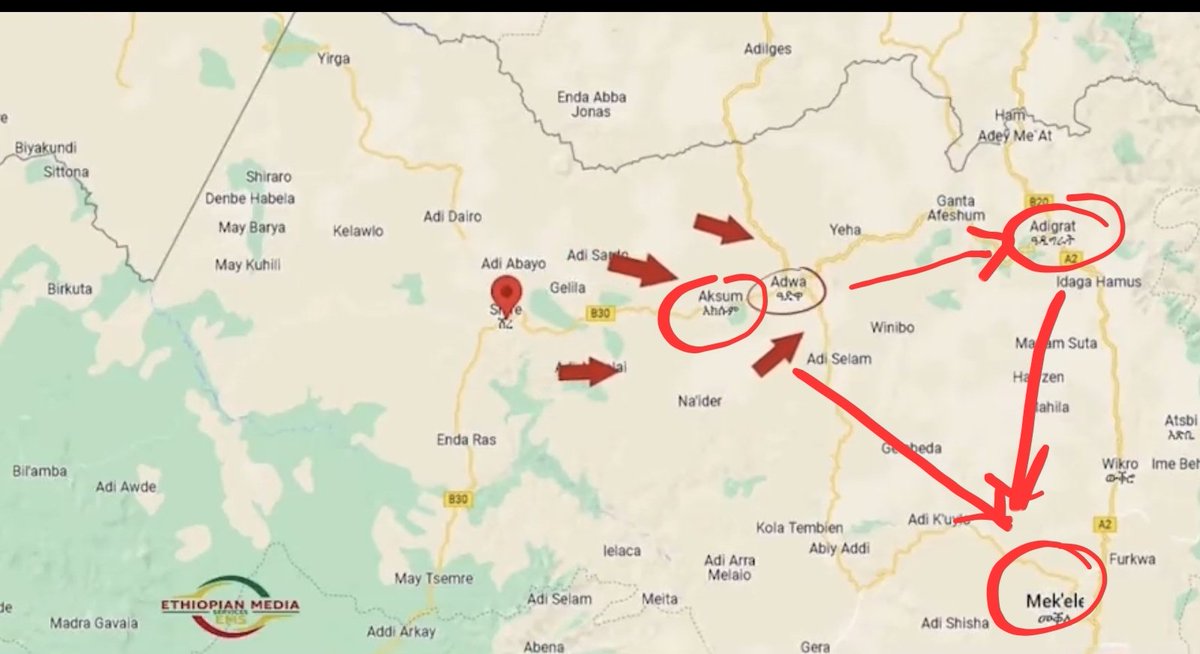 Chakham_Analyst's tweet photo. ENDF and allied forces in a miticoulously done operation liberated key areas from #TPLF. Among the key positions are #Shire, #Axum, #Adwa, #Maitsebri, #Hamusit; #Kobo, #Alamata, #Korem, and many more! As 'TDF' collapses, so does the foreign axis that has been helping the group. https://t.co/3aP2YoFGo4