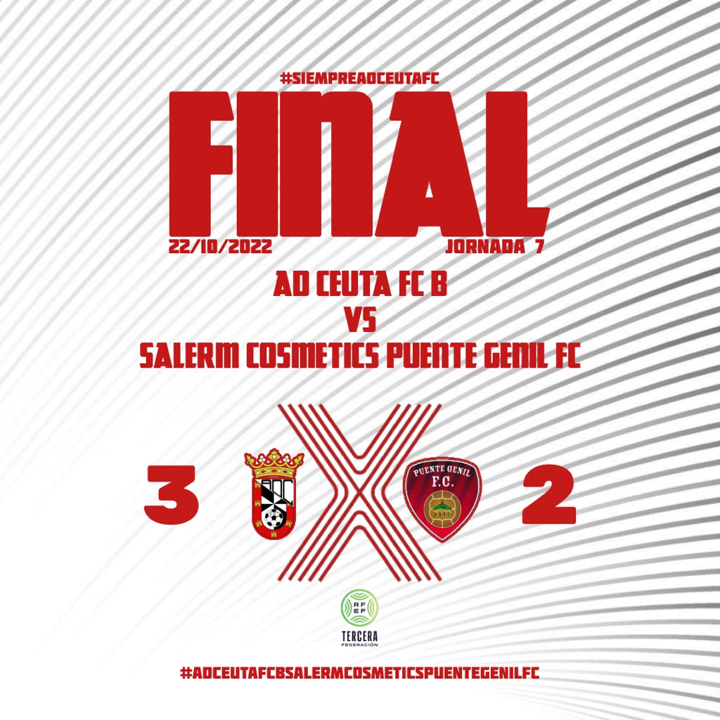 ADCeuta_FC's tweet photo. ⏰ 90’ |3-2| FINAL DEL PARTIDO EN EL MARTINEZ PIRRI 🏟.

Victoria épica de nuestros cachorros, remontando un 0-2 y sin perderle la fe al partido 🤝

+3 importantísimo ✅, nueva victoria de esta familia🍍 🤍🖤

Enhorabuena, os lo merecéis 🤍🖤⚔️

#SiempreADCeutaFC ⚪️⚫️ https://t.co/v6dvDAct0W