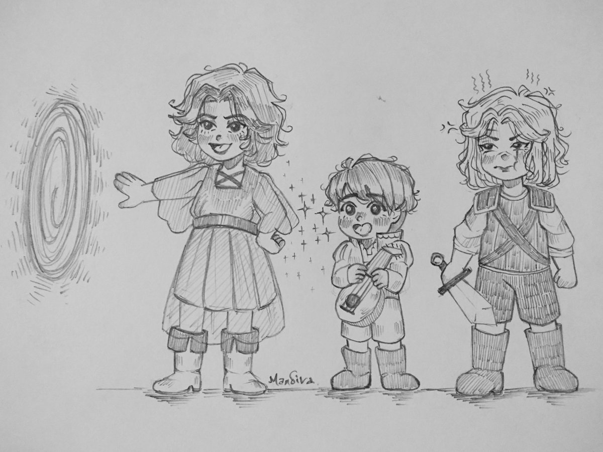 yorozuya_mandi's tweet photo. Day 2 SFW: Portal @WitcherTorT
.
Baby Witch and Witcher battle it out for baby Bard's attention. They don't know but Baby Bard adores both of them. Thinks he has the coolest friends in the whole wide world. Doesn't matter if they can open portals or not! UwU๐
.
#WitcherTorT https://t.co/LcaRJ6GjfK
