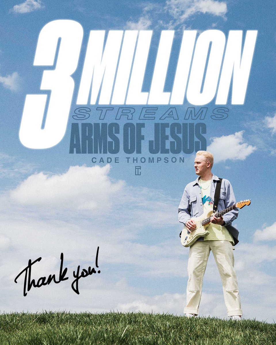 Cade_Thompson_'s tweet photo. HUGE thank you to every streaming platform that has supported #ARMSOFJESUS &amp; a big THANK YOU to YOU for downloading and continuing to stream this song. ☁️♥️ Excited for all that is ahead. https://t.co/NZ68cUUrNK