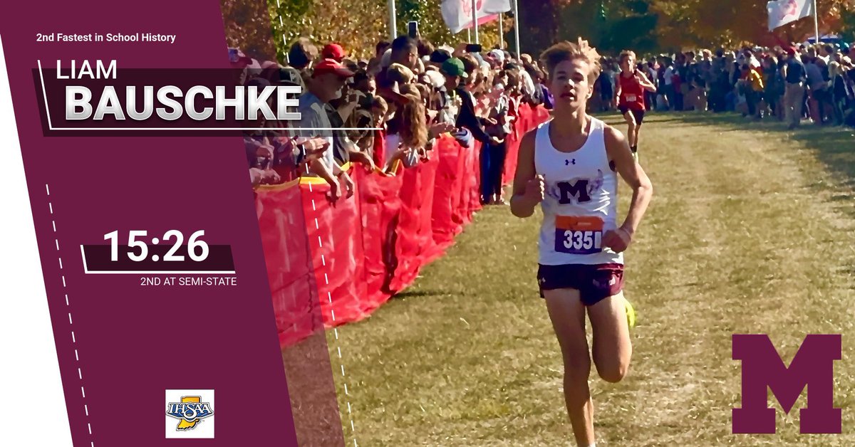 Mishawaka Sophomore Liam Bauschke ran the 2nd fastest time in school history today!  His 15:26 at Semi-State passed Cavemen greats John Warmoth 15:41, Mark Schramm 15:35,Miguel Lozano 15:34, and Brent Caudhill 15:32.  He now trails only Rob Carrasco’s 14:57 from 1982.