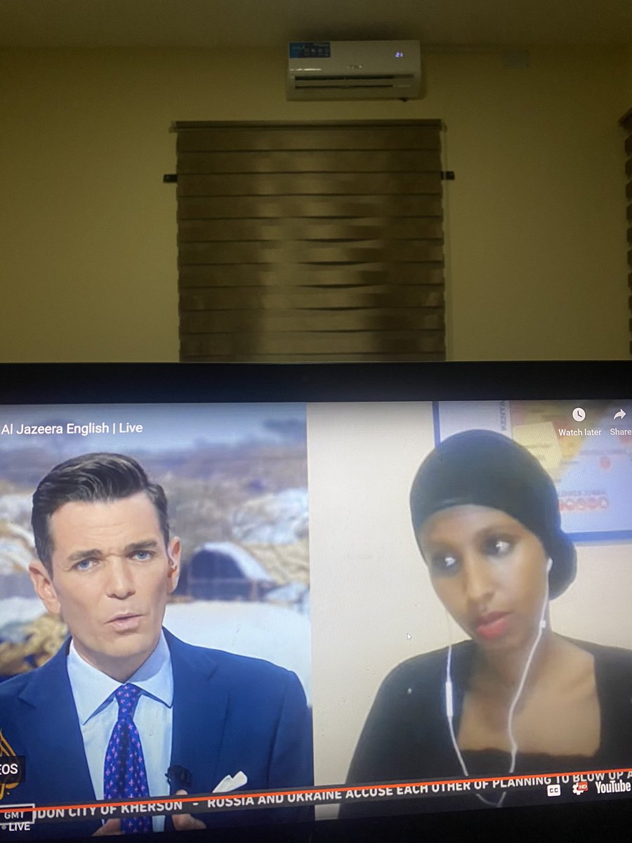 I went live on Al-Jazeera to discuss Somalia's drought, emphasising that famine conditions already exist in displaced camps. We don't need to wait for the declaration; what needs to happen is humanitarian funding going straight to local communities affected.