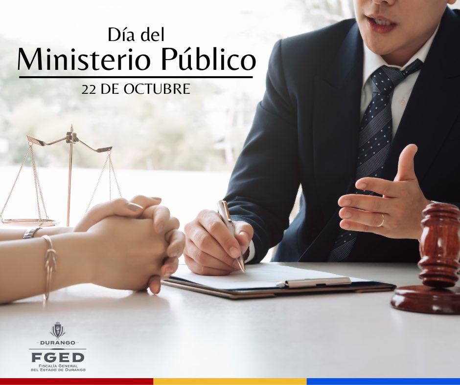 DgoFiscalia's tweet photo. Felicitamos a todas y todos los Ministerios Públicos del Estado, en especial a los servidores públicos de la Fiscalía Durango, todo nuestro reconocimiento por su desempeño en tan importante labor. #Durango 
22 de Octubre: Día del Ministerio Público 👩🏻‍💼🧑🏻‍💼👨🏻‍💼 https://t.co/F7J7b0Ueld