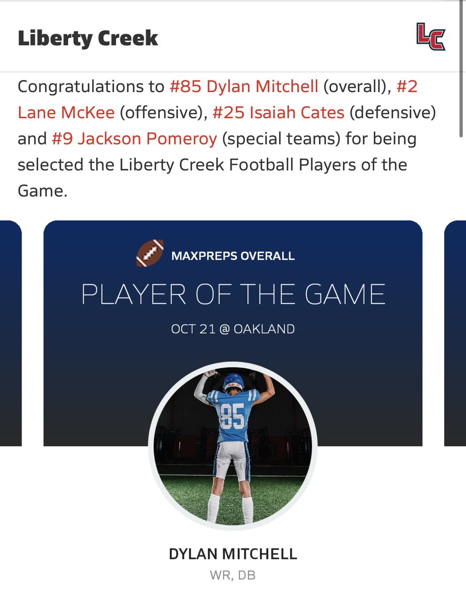 Very proud of this young man and the rest of the <a href="/LCWolvesFball/">Liberty Creek Wolves Football</a> team. Those boys played with a ton of heart and fought every play against the #1 6A team in TN!