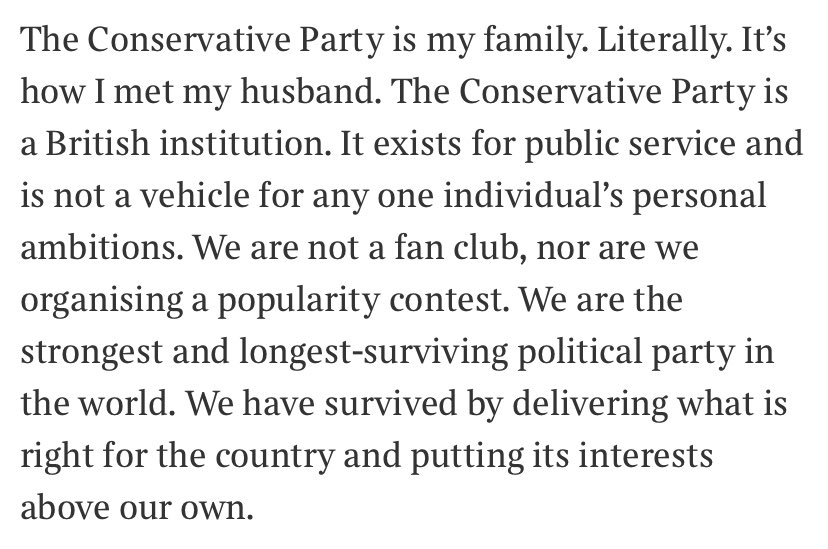The party needs a unifying figure to do what’s right for the UK. At this moment, I believe that person is Rishi.  I’m a fan of Boris but his return, given all that’s happened would not bring people together. We all need to set aside our differences and work for the greater good.