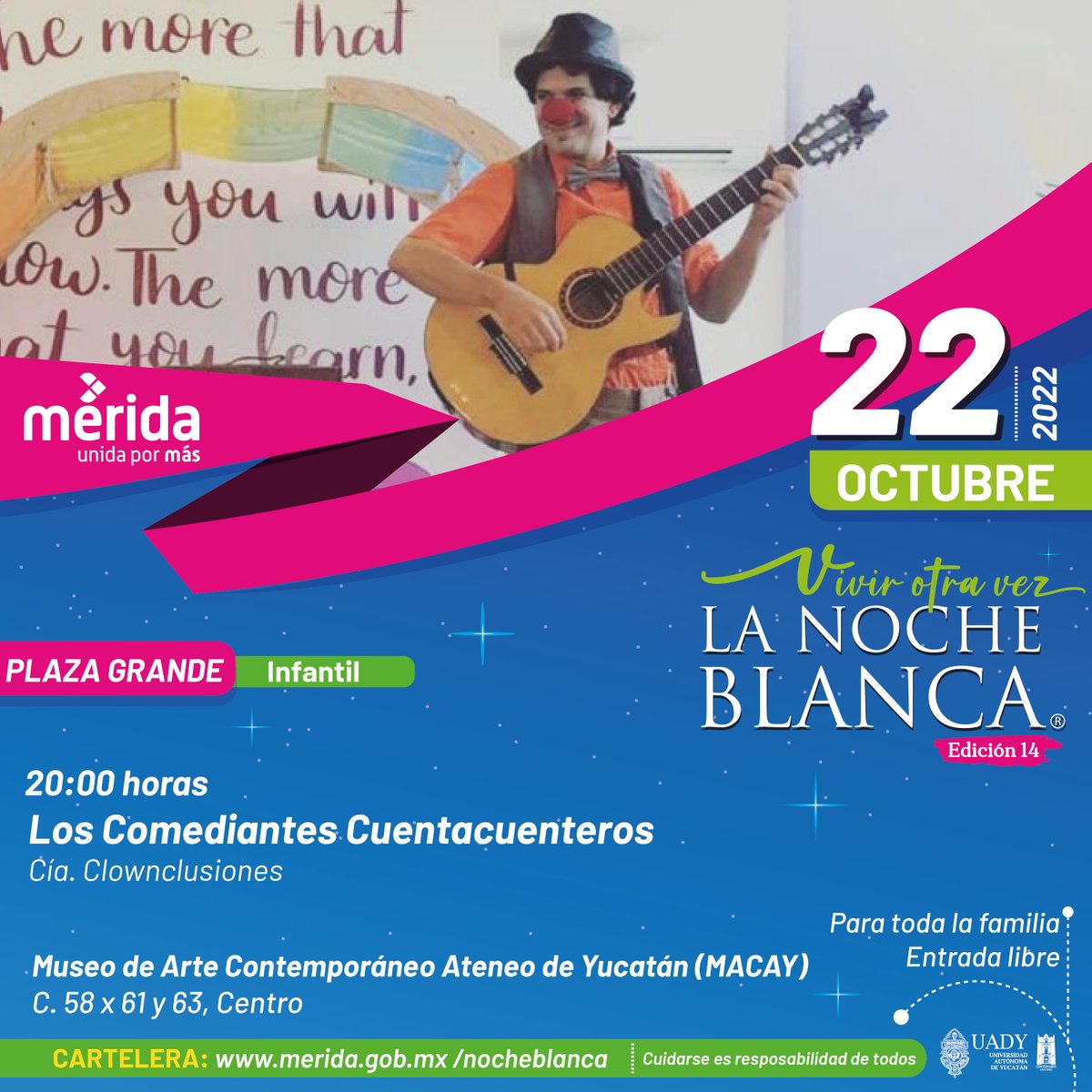 MeridaCultura1's tweet photo. Recuerda que en los #ForosAlternativos encontrarás sorpresas de arte en #LaNocheBlanca
Arma tu itinerario para lograr muchas experiencias esta noche, etiquetanos y comparte tus comentarios. Teatro de la Rendija #ForoRubénChacón #MACAY #VivirOtraVez @RenanBarrera https://t.co/amYNPp8qMy