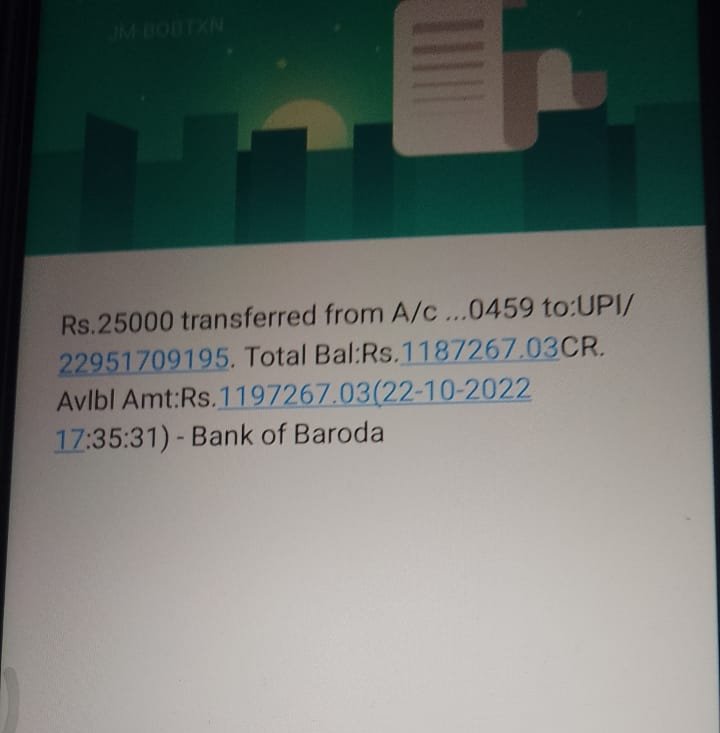 rajanlovesharma's tweet photo. Unauthorised UPI payment has been done from my A/C 38858100020459 of ₹85900 in six transaction (25k,25k, 25k,10k,600 and 400) plz help me ASAP #RBI #BankofBaroda #NPCI #IBA #cybercrime https://t.co/RFqz0IXR3f