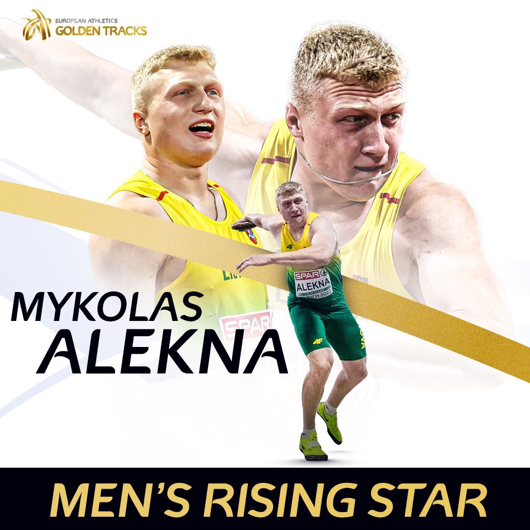 World discus silver and European gold at the age of 19! 🥇🥈 What a breakthrough season for Mykolas Alekna! 🇱🇹 He is your men’s Rising Star for 2022! 🏆 #GoldenTracks