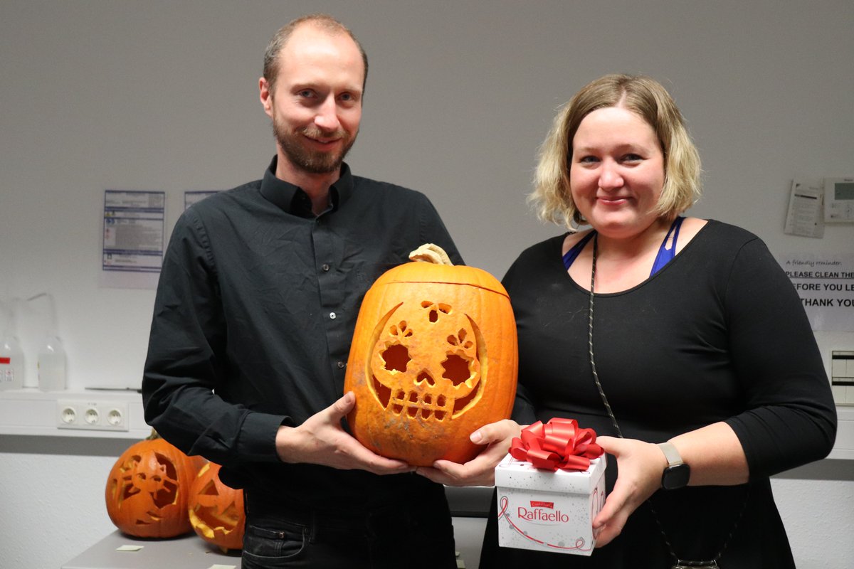 Not only are we competitive in #biofabrication, but we're also competitive in sports and leisure. We played bowling last month; with scores to select the winners. This month, we held a pumpkin carving contest; with votes to choose a winning group! Guess who the champs were! Kudos