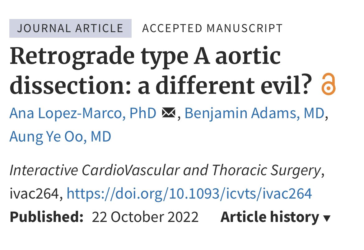 BartsAorta's tweet photo. Find our last work in type A aortic diseection just published at the ICVTS #aortaed #icvts https://t.co/vTbvj6BBJy