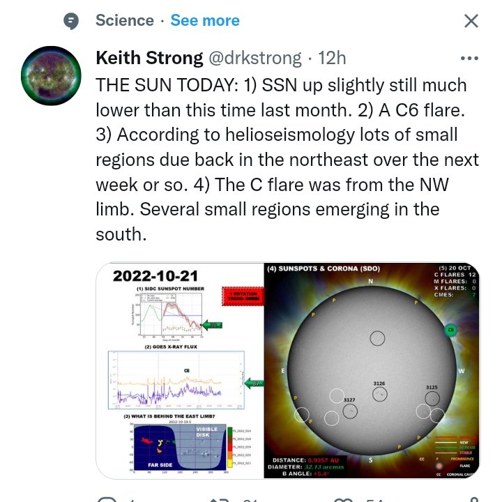 neverleftbehin2's tweet photo. @chriscartw83 Solar flares from sun spots! Wonder if that probe they shoved into center of Sun has anything to do with Sun spots? Bill Gates wanted to dim sun to stop climate warming! Yah. It's working wonderfully! Causes earthquakes, pole shifts, jet stream changes, lots🌋pollution from ash! https://t.co/929ZLnf3O2