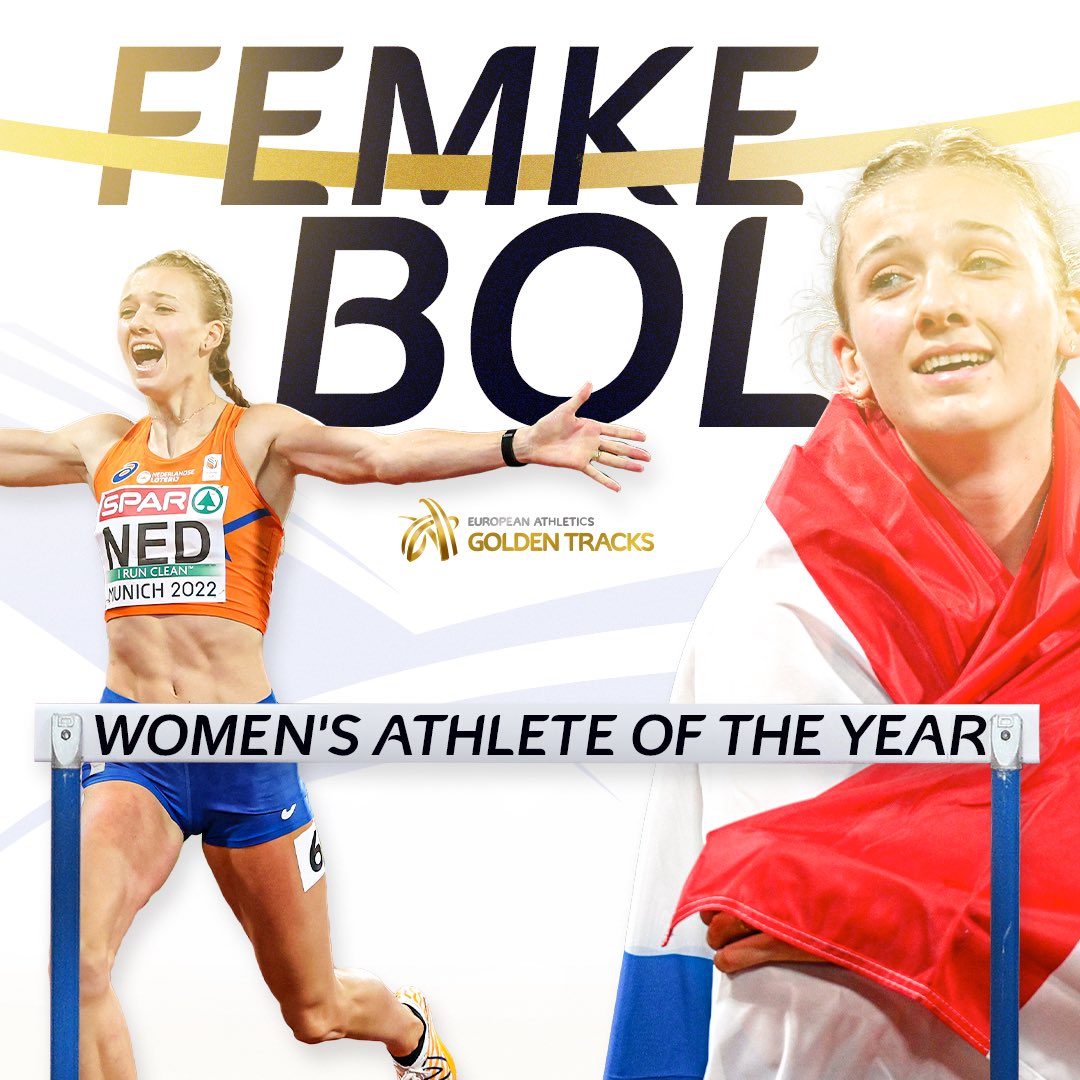 Seven major medals in 2022 including a golden treble at the European Championships! 🥇 Femke Bol 🇳🇱 is your women’s European Athlete of the Year for 2022! 🏆 #GoldenTracks