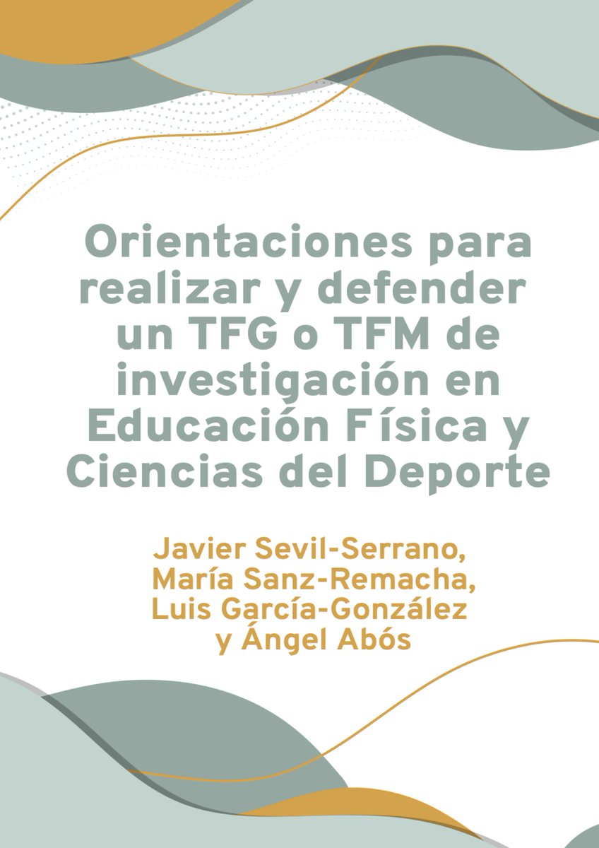 Nuevo libro 📙 GRATUITO "Orientaciones para realizar y defender un TFG/TFM de investigación en Educación Física y Ciencias del Deporte" 

Si estás realizando o dirigiendo un #tfg #tfm o iniciándote en la investigación, este libro podría serte útil zaguan.unizar.es/record/118876# 

Hilo👇