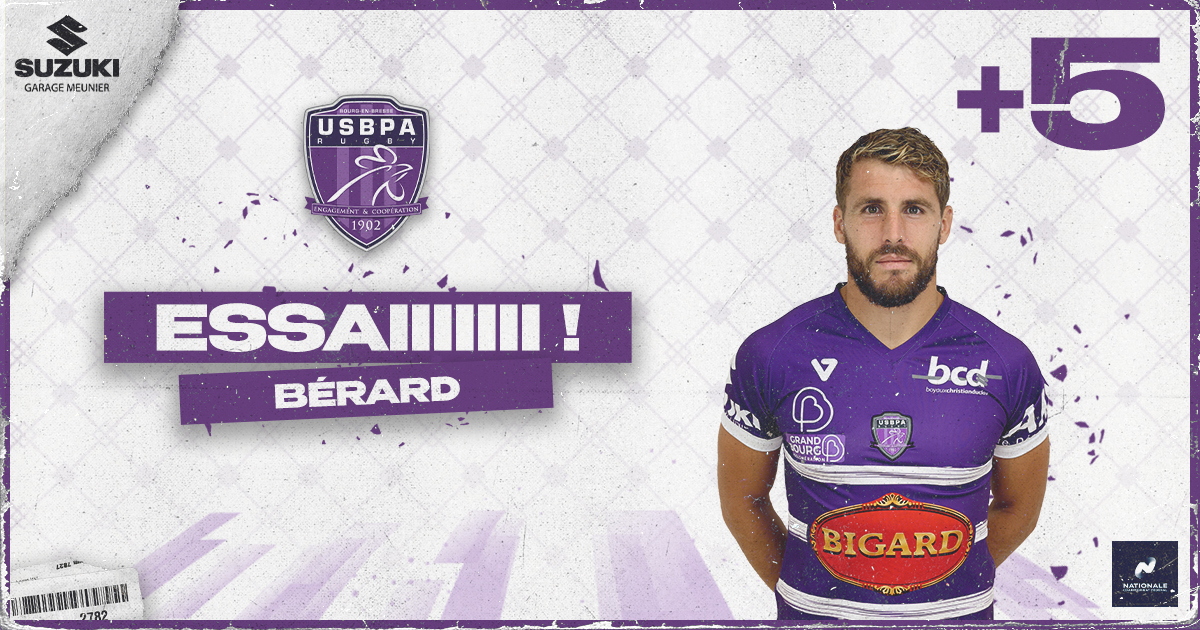 USBPA_Rugby's tweet photo. 69' | Essai de Bérard. 

🏰 36 - 15 🐔
#RCNUSBPA https://t.co/yua8FrdIYT