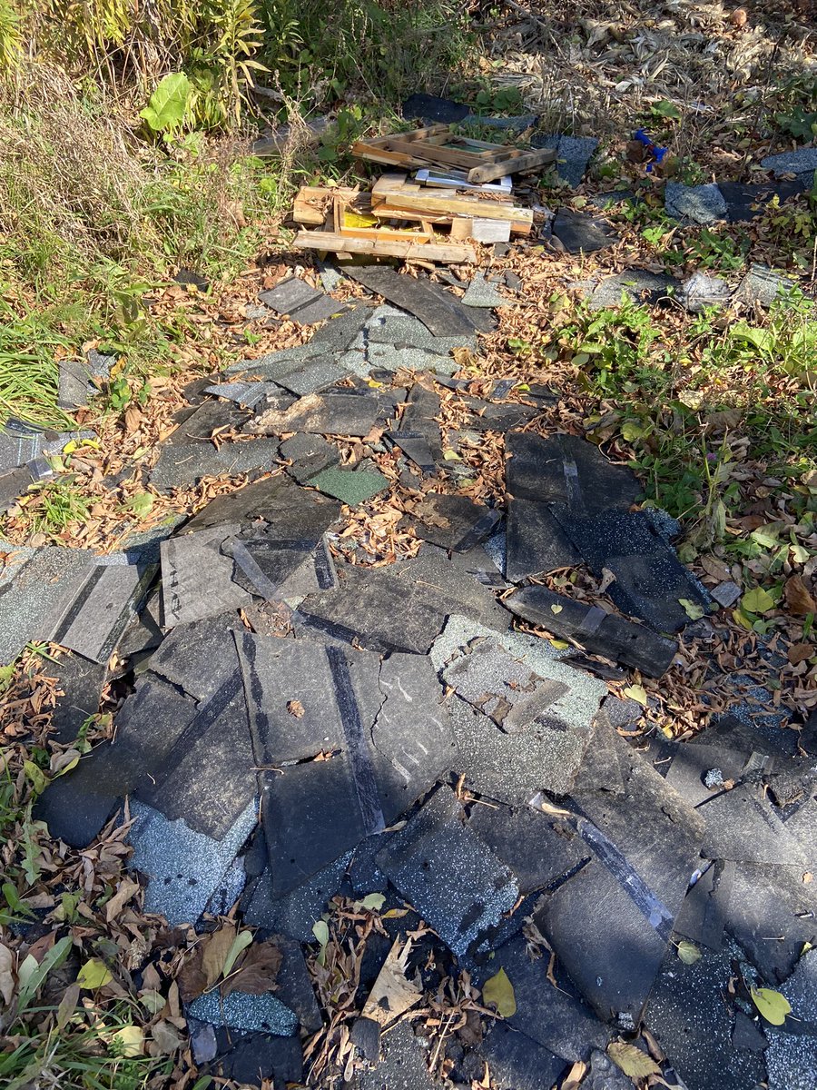 Kennedy_Farms's tweet photo. Last time I checked our dead end road was not a dump! Found this pile full of shingles, nails and broken windows this afternoon 😡 https://t.co/Xmxccwb6Od