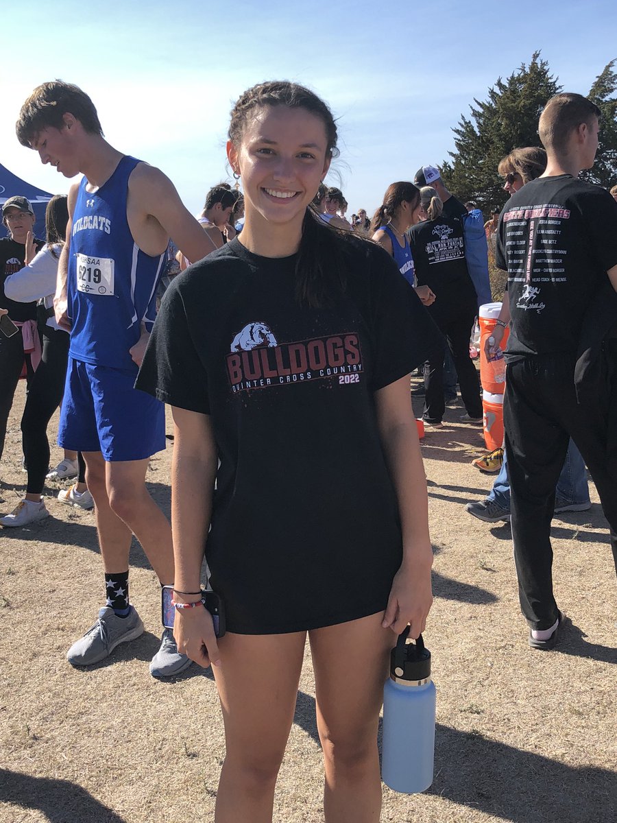 QuinterHighScho's tweet photo. Congratulations to Quinter High School junior Saige Betz for setting a new school girls cross country record at the regional meet in Ness City today! https://t.co/pfuUQdJytP
