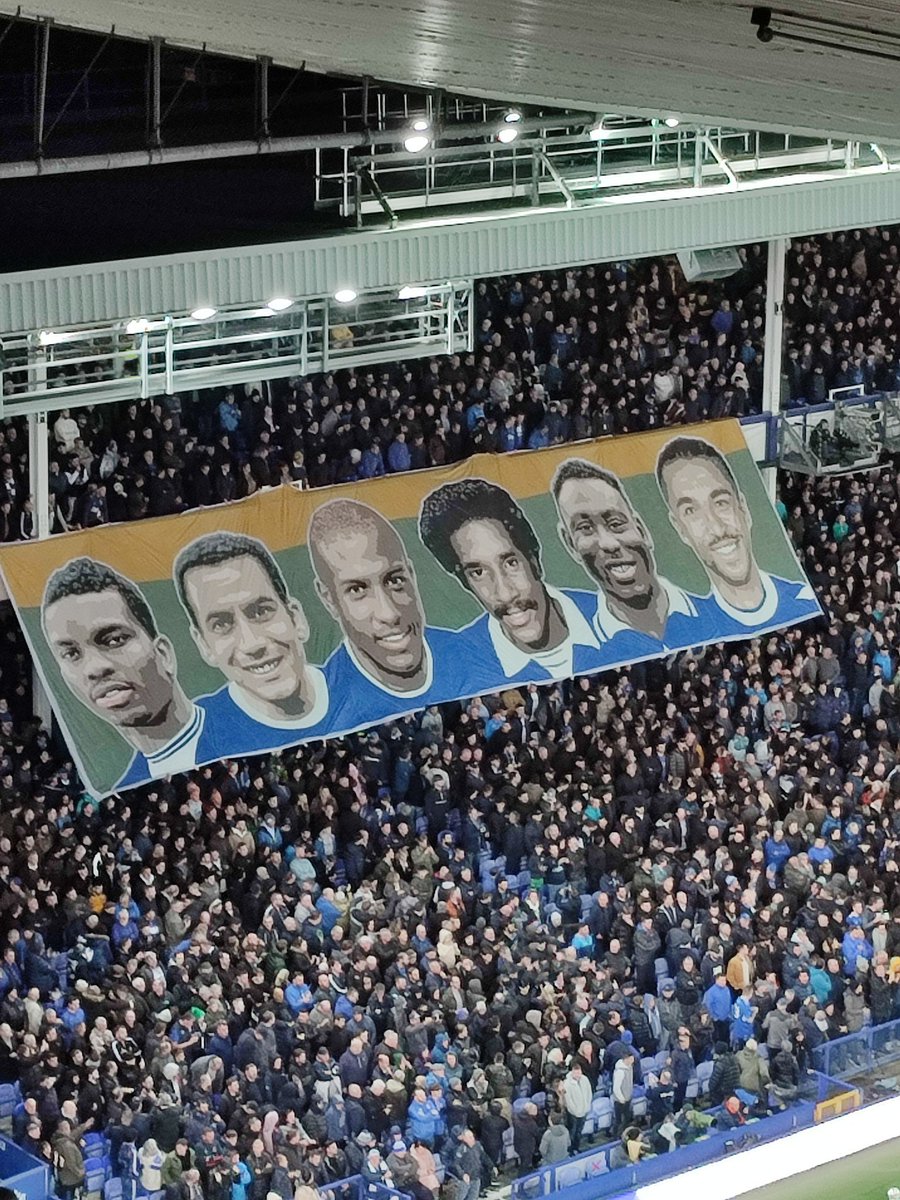 Our new banner on display in the Gwladys Street celebrating the contributions of the Club's black players over the years, as part of #BlackHistoryMonth