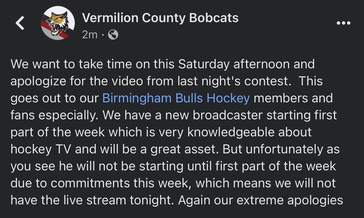 FPHBulls's tweet photo. A statement from the Bobcats regarding tonight’s livestream of the game against the @BullsBirmingham https://t.co/NNC4LQRBcm