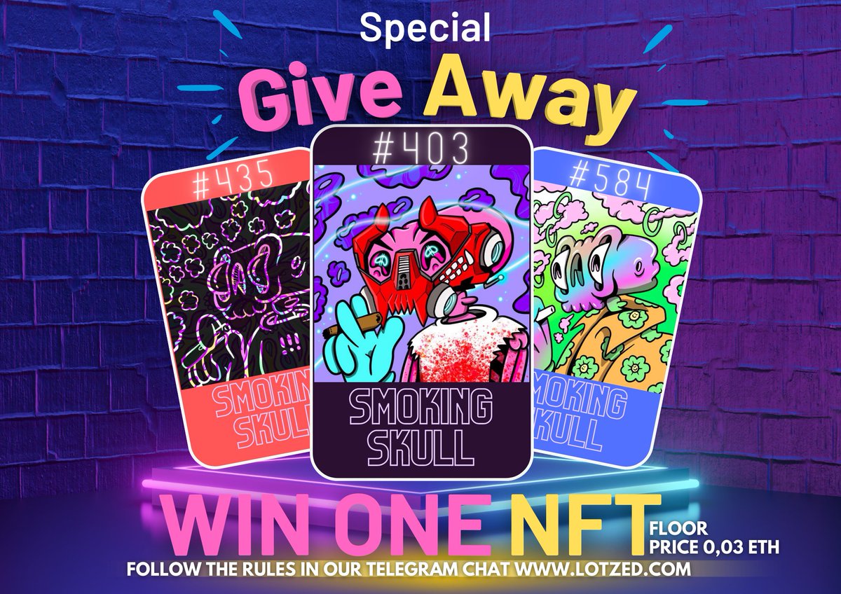 lot_zed's tweet photo. Special NFT Halloween Action 🎃
Win one of these 3 Smoking Skull ☠️ NFTs!
Rules ⚠️
- The total tickets sold should be 100+ tickets sold.
- You need to buy a ticket to be able to win.
- Winner of the draw will receive the NFT.
https://t.co/owrNGsZdmi
#NFTGiveway #smokingskull #nft https://t.co/C7NuZ2F9Ax